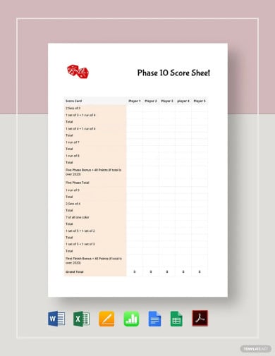 phase 10 score sheets template