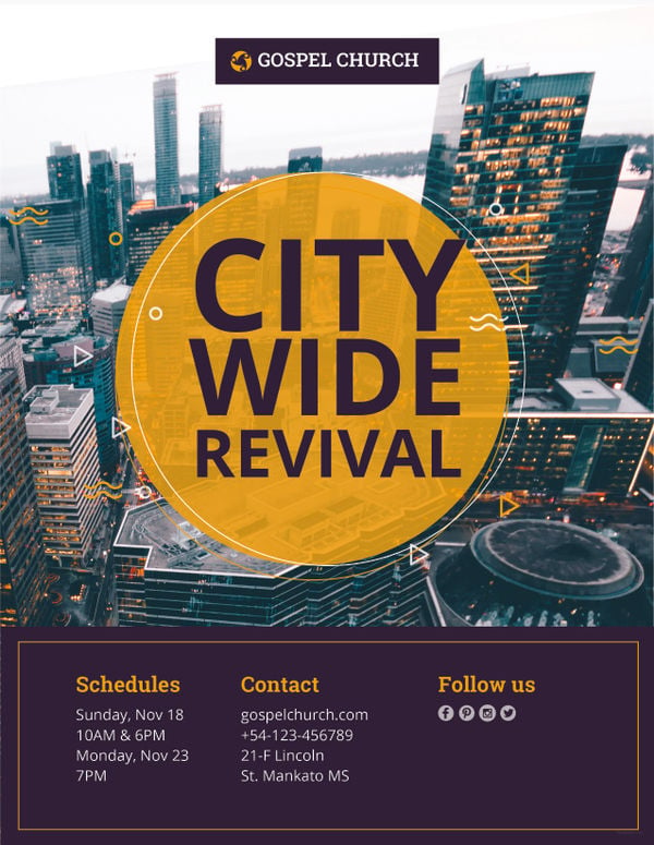revival in the city church flyer template