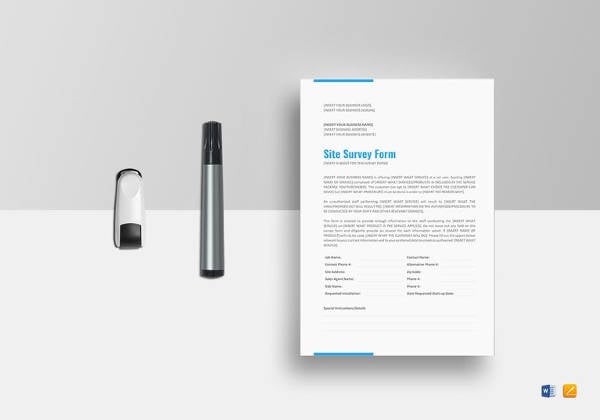 site survey form template to print
