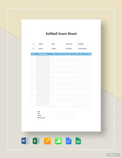 softball score sheet template