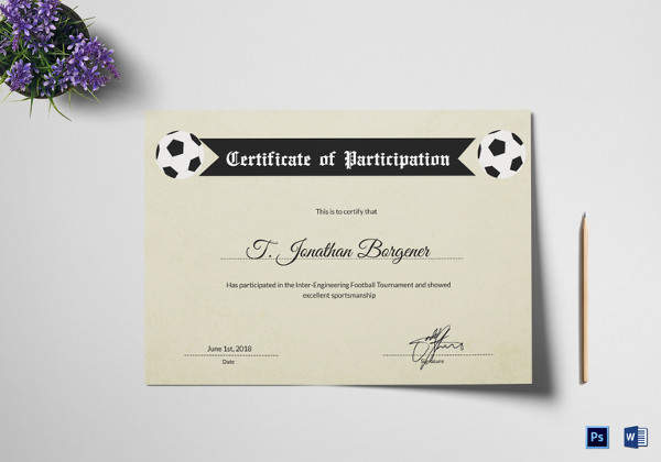 sports day football certificate template