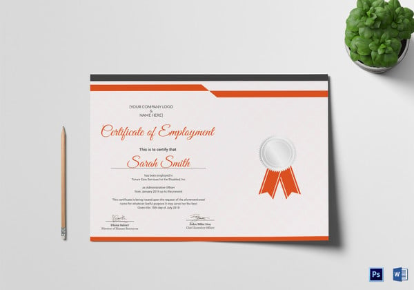 temporary recognition employment certificate template