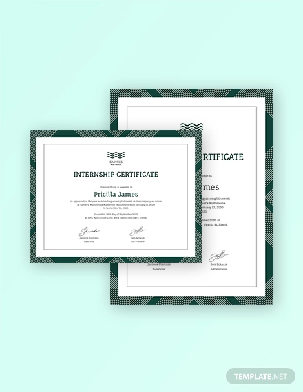 Free 35+ Internship Certificate Templates - PDF, DOC, AI, Word, | Free ...