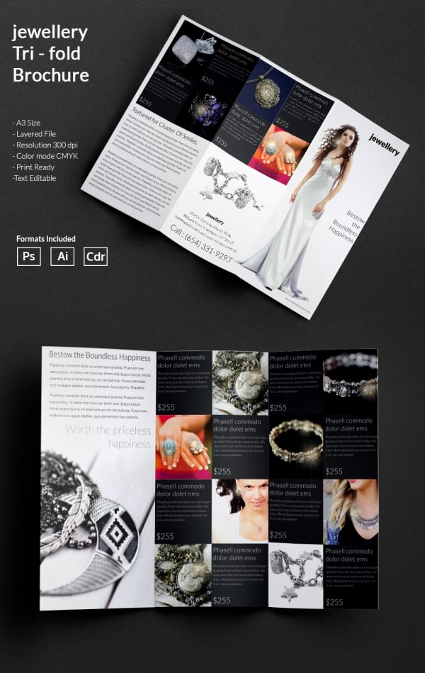jewelry a3 tri fold brochure