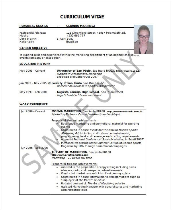 personal trainer resume template