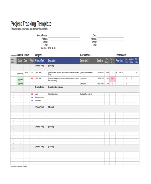 freelancer project tracking template