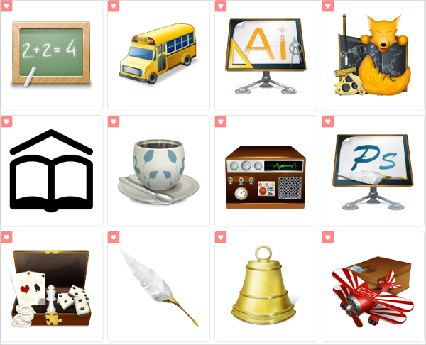 set of school icons