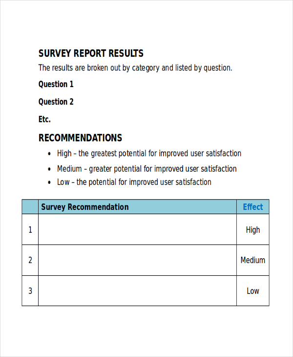 microsoft word survey report template