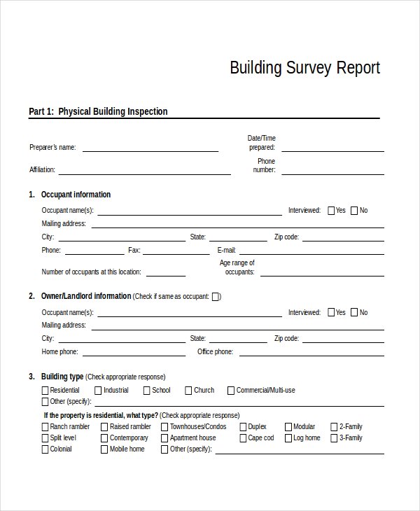 building survey report template