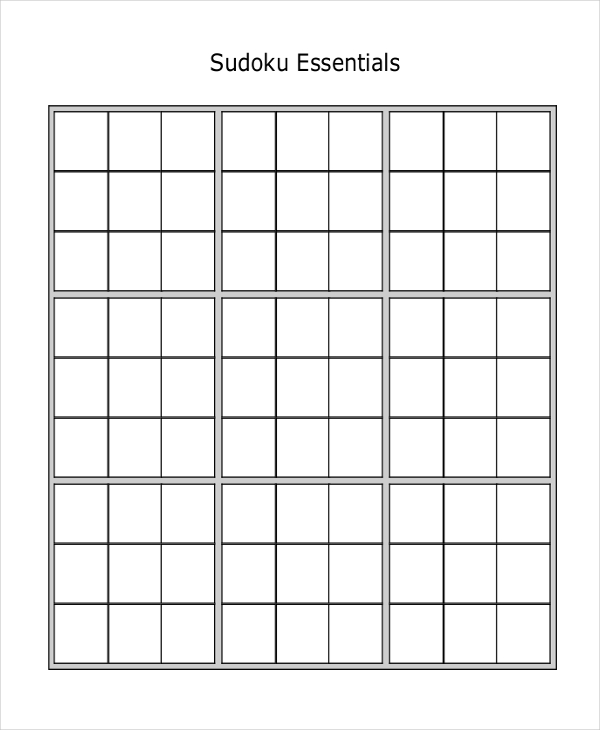 8 Sudoku Templates Free Sample Example Format