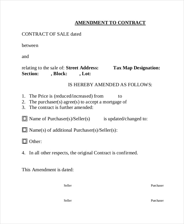 amendment contract template