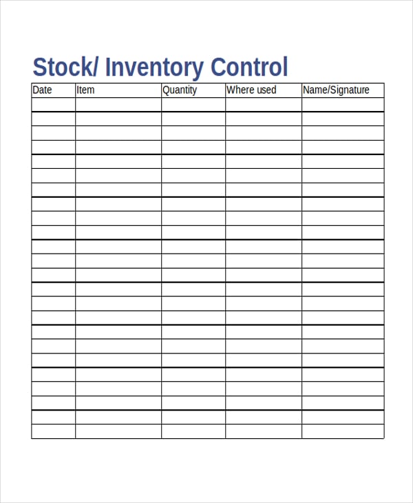 stock inventory template