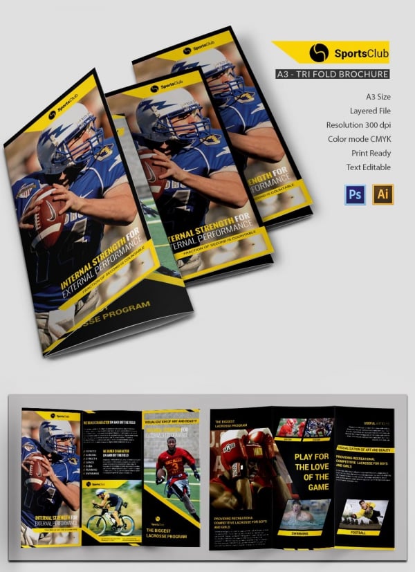 sports club tri fold brochure