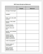 Blank SWOT Analysis Comparisons Word Free Download