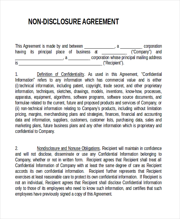 23+ Non- Disclosure Agreement Templates - Free Sample, Example, Format