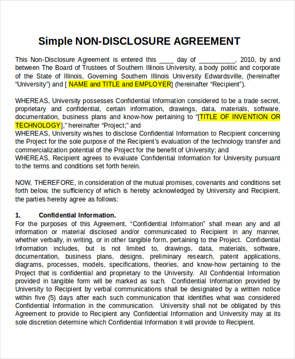 23+ Non- Disclosure Agreement Templates - Free Sample, Example, Format