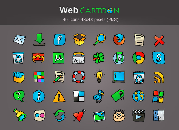 web cartoon icons pack