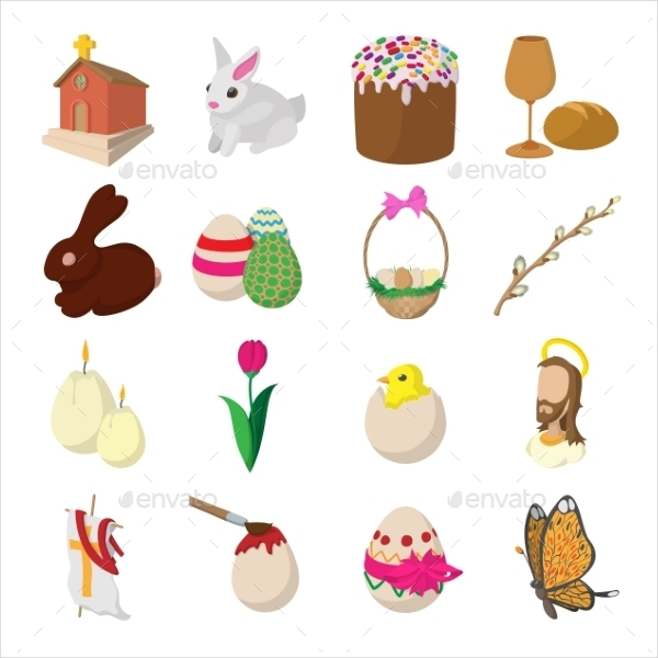 easter cartoon icons