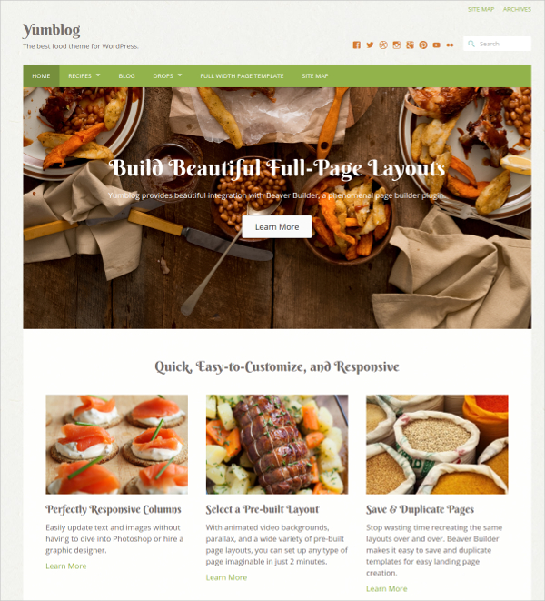 responsive food wordpress theme