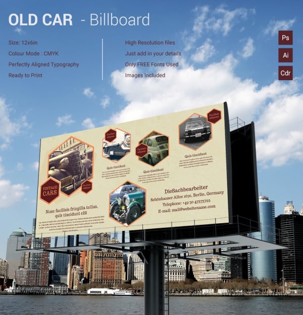 old-car-bill-board-template