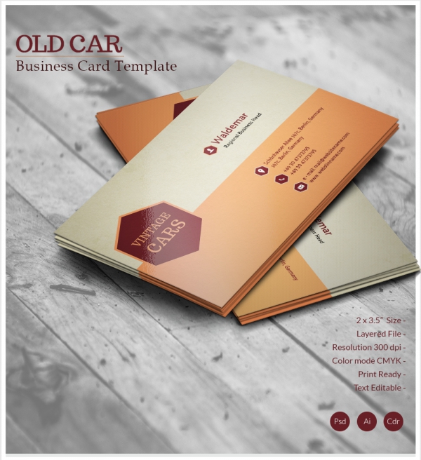 old car business card template design