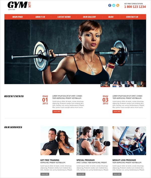 responsive gym fitness template