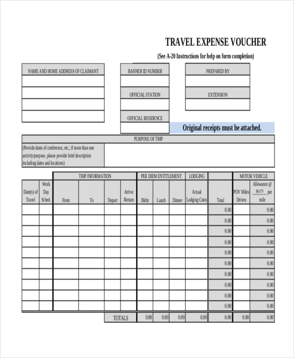 travel expense voucher template