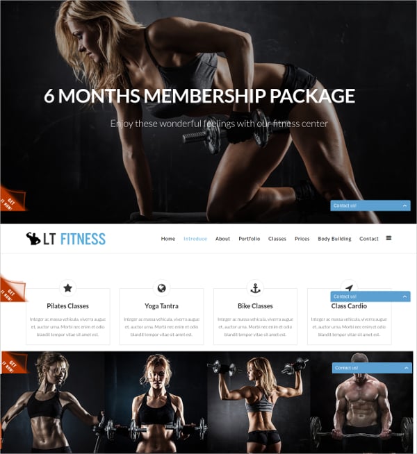 free one page fitness joomla template