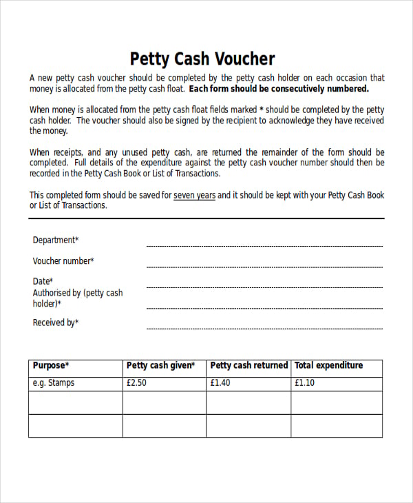 cash voucher template