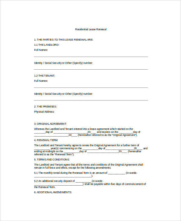 residential lease renewal template