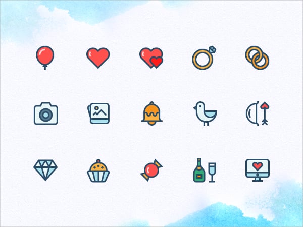 color outline wedding icon