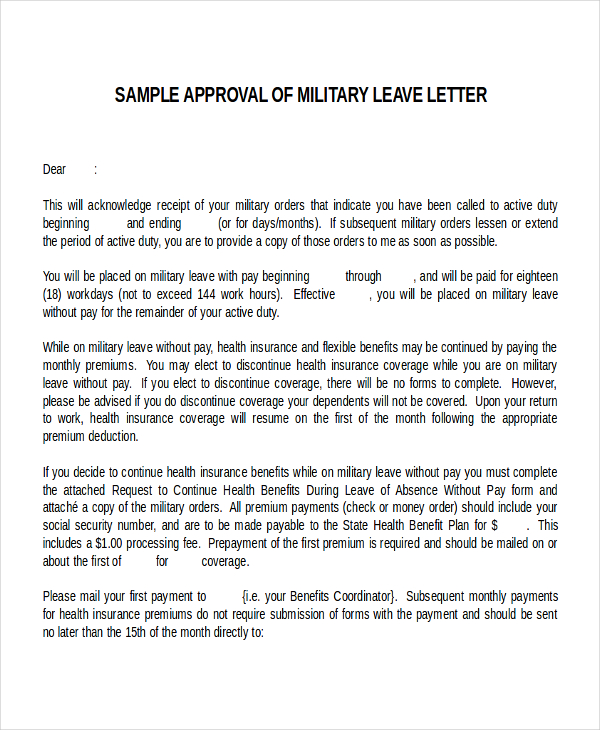 military leave letter template