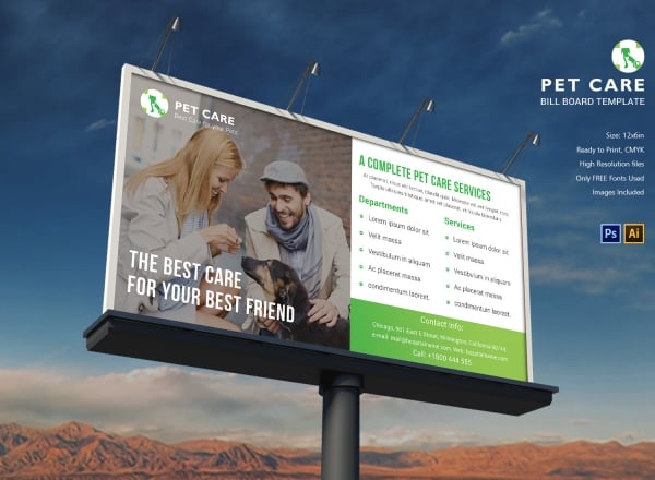 pet care billboard template design