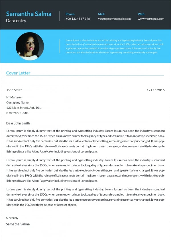 data entry cover letter example
