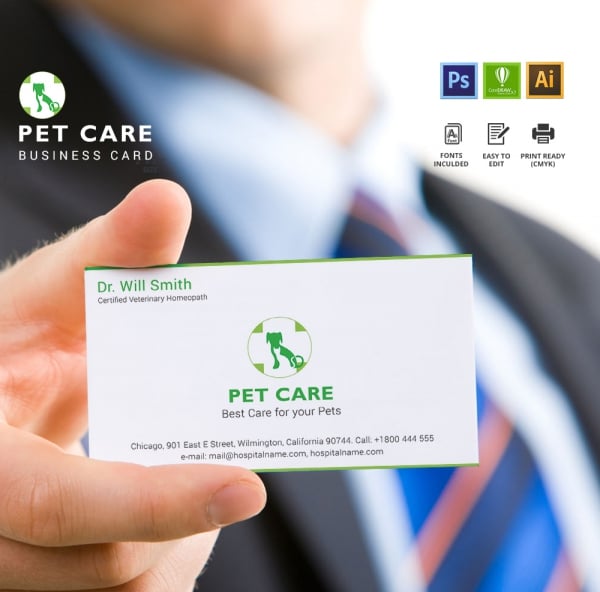 pet care business card design template