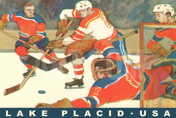 hockey game artwork in lake placid