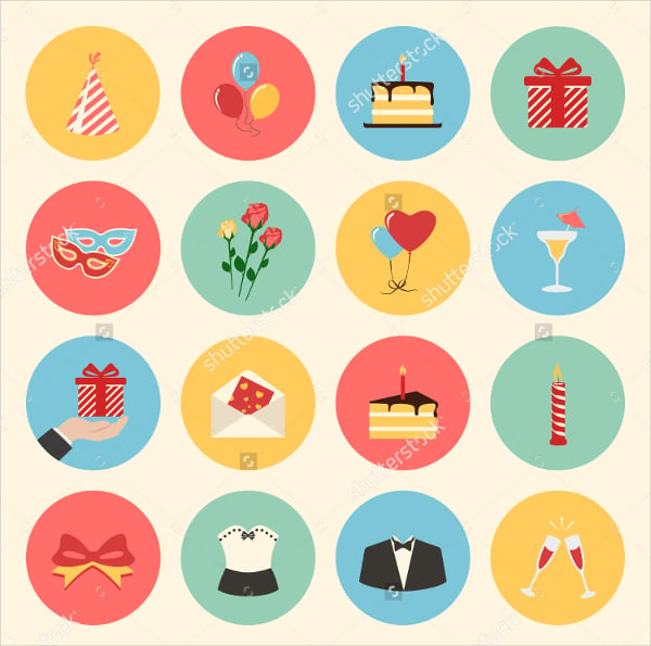 birthday party flat icons