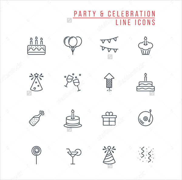 birthday outline icons