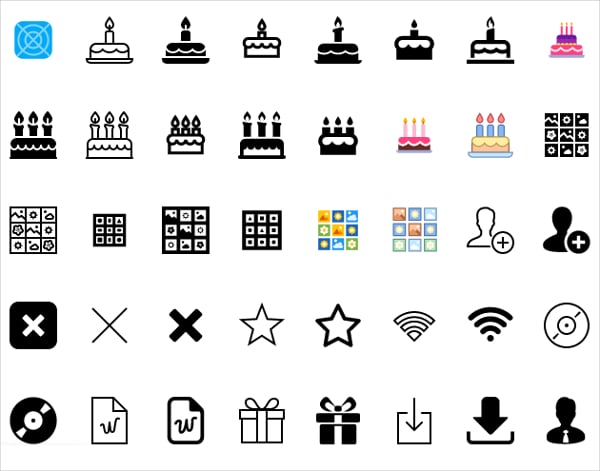 set of birthday icons