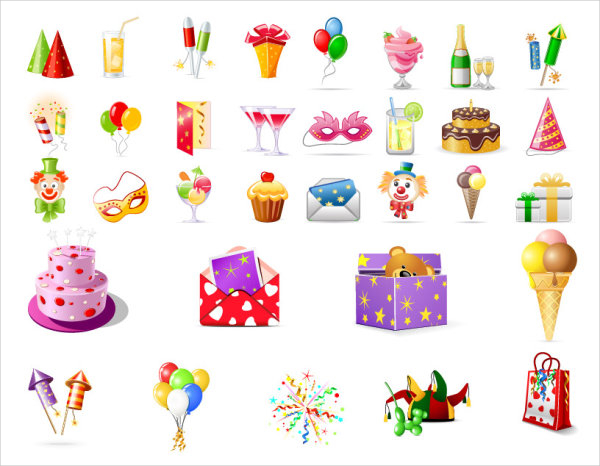 birthday icons vector graphics