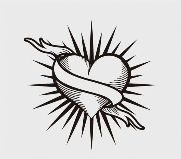 vintage heart tattoo design