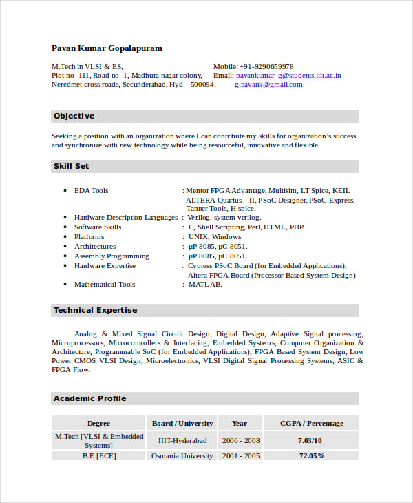 Electronics Resume Template 8 Free Word Pdf Document Downloads