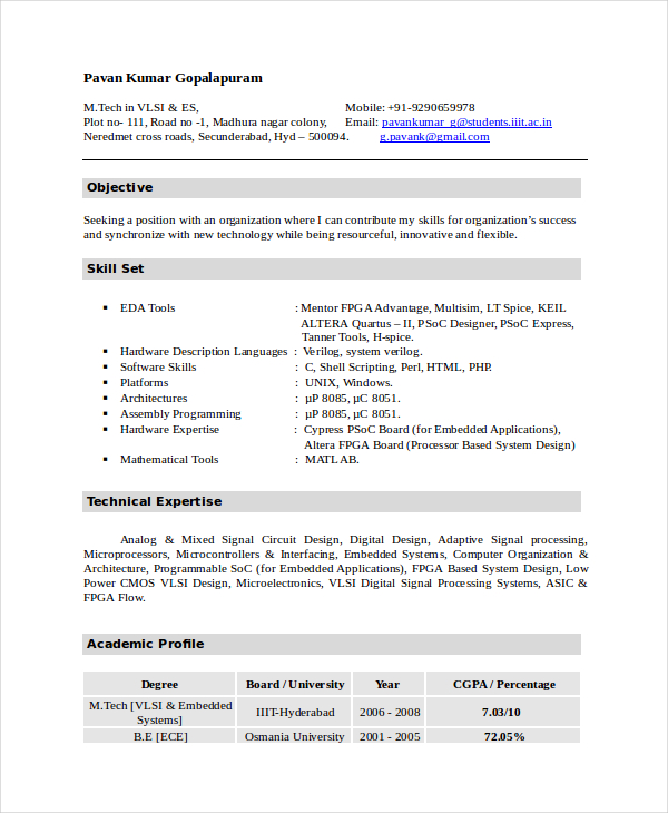 diploma ece resume format download pdf