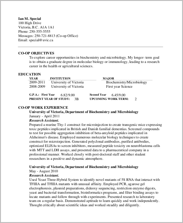 microbiologist entry level resume