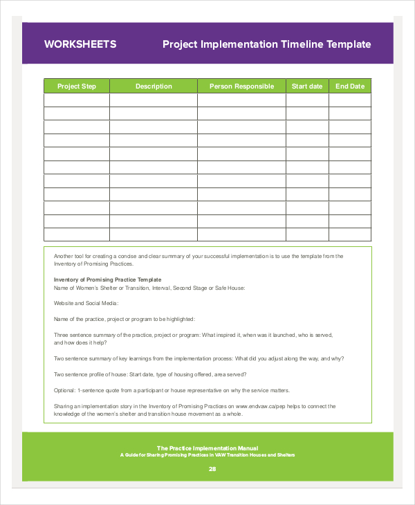 project implementation timeline template