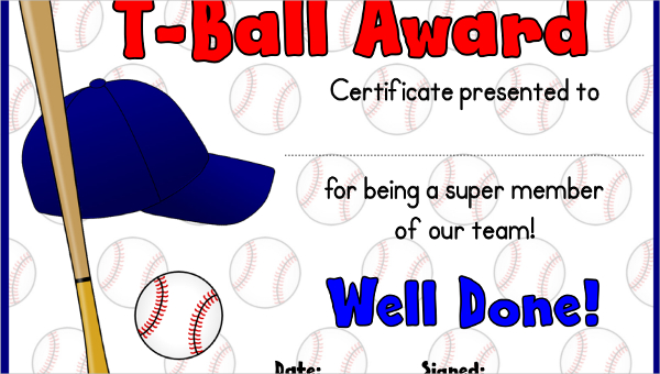 Tball Certificates Free Printable Printable Word Searches