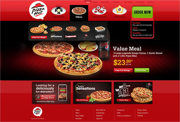 pizza hut takeaway menu template