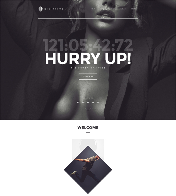 night club musical party html5 website template