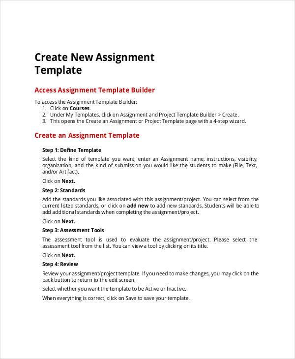 assignment instructions template