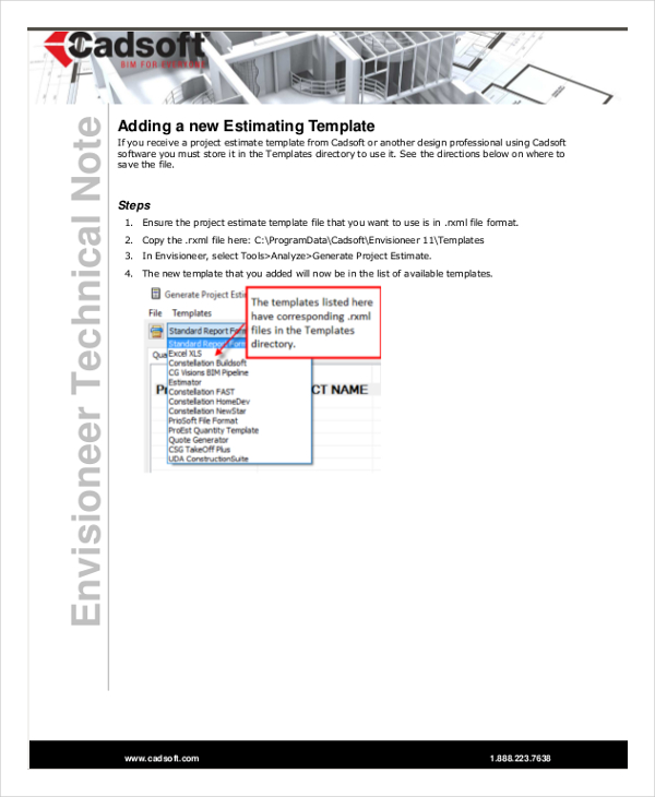 new project estimate template